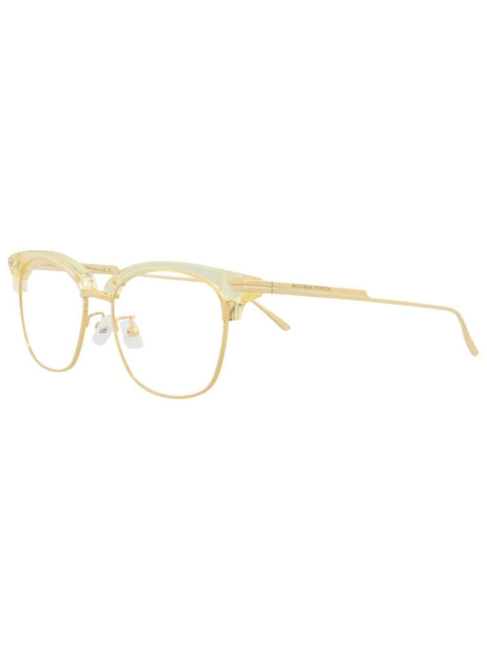 New Bottega Veneta Women's Eyeglasses Round Oval Acetate Frame Mens Beige Gold